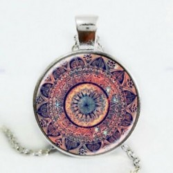 Vintage művészeti ajándék Splendor színes kaleidoszkóp Mandala nyaklánc ezüst ékszerek