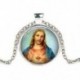 F79 ezüst Virgin Mary - Keresztény Jézus Krisztus Szűz Mária álló üveg fotó medál nyaklánc