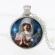 F79 ezüst Virgin Mary - Keresztény Jézus Krisztus Szűz Mária álló üveg fotó medál nyaklánc