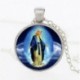 F79 ezüst Virgin Mary - Keresztény Jézus Krisztus Szűz Mária álló üveg fotó medál nyaklánc