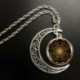 Sri Yantra Tánc Shiva Nataraja Szent Hold nyaklánc Üvegékszer Ezüst