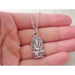Ganesha nyaklánc - Ganesh varázsa - Elefánt fejű hindu isten - Antik ezüst