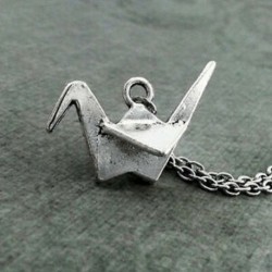 Papír daru nyaklánc ezüst origami daru ékszer origami nyaklánc origami ajándék