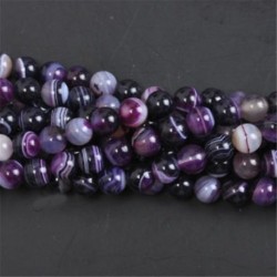Purple Stripe Agate - Természetes drágakő kerek kő laza gyöngyök tétel 4mm 6mm 8mm 10mm barkács ékszerek készítése