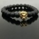 *11 - Férfi divat fekete láva kő arany és ezüst oroszlán gyöngyös mandzsetta charm karkötő karkötő