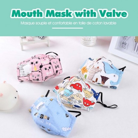 Gyerek PM2.5 pamut szájmaszk lélegeztető szelepes szűrőpapírokkal