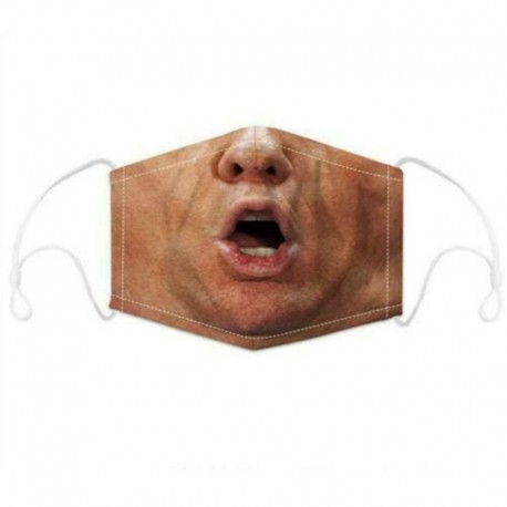 Design-14 - 3D Unisex újrafelhasználható mosható arcmaszk fél arc száj vicces arcvédő szűrő