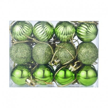 Zöld - 24X Glitter Xmas Tree Hanger Baubles díszgömbök karácsonyi dekoráció törésálló