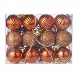narancssárga - 24X Glitter Xmas Tree Hanger Baubles díszgömbök karácsonyi dekoráció törésálló