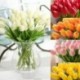 Rózsaszín - 10db mesterséges PU virág csokor hamis tulipán karácsonyi násznép esküvői dekoráció