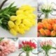 Rózsaszín - 10db mesterséges PU virág csokor hamis tulipán karácsonyi násznép esküvői dekoráció