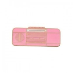 2 rózsaszínű rádió - Rajzfilm zománc piercing bross tű gallér jelvény Corsage Lady karácsonyi aranyos ajándék