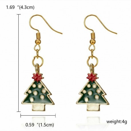 38-karácsonyfa - Karácsonyi kristály zománc fülbevalók Dangle Stud Hook Charms Xmas Party női ajándék