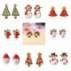 38-karácsonyfa - Karácsonyi kristály zománc fülbevalók Dangle Stud Hook Charms Xmas Party női ajándék