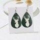Zöld vízcsepp - Karácsonyfa jávorszarvas bőr akasztós fülbevalók könnycsepp csüngő karácsony karácsonyi ajándékok