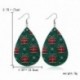 Zöld vízcsepp - Karácsonyfa jávorszarvas bőr akasztós fülbevalók könnycsepp csüngő karácsony karácsonyi ajándékok