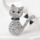 Double Cat - Vintage állat macska madár sellő kristály gyöngy bross tű karácsonyi ékszer ajándék