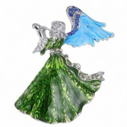 Karácsonyi angyal-zöld - Báj kristály strasszos nők boldog karácsonyt öreg angyal bross tű ékszerek