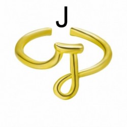 J betű - Arany AZ 26 betű Kezdő név gyűrűk Ujjával állítható nyitott party ékszer karácsony