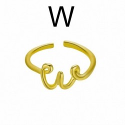 W betű - Arany AZ 26 betű Kezdő név gyűrűk Ujjával állítható nyitott party ékszer karácsony