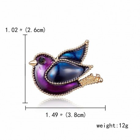28-Lila madár - Állati madár kristály gyöngy zománc bross tű hajtóka fesztivál party ékszer karácsony