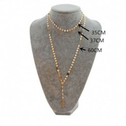 Aranykereszt - Aranylánc többrétegű flitterekkel Choker nyaklánc kereszt medál choker nők karácsony