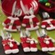 Nincs szín - 3X SANTA CLAUS Xmas evőeszköz étkészlet kanalas zsebkészlet dekor öltöny tartó táskák