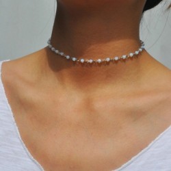 * 69 Ezüst kristály opál drágakő ... - Női Boho többrétegű choker hosszú lánc állítás nyaklánc medál ékszer