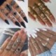 7db / 9. szett arany - Divat gyűrű készlet retro kézzel készített vintage Boho stílusú virággyűrűk ékszer ajándék