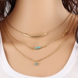 * 6 Kék szem medál - Többrétegű női női ötvözet kulcscsont choker nyaklánc bűbáj lánc ékszerek