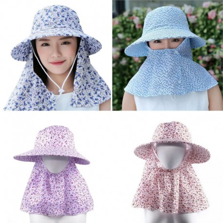 Tetszőleges szín - LT_ AB_ Női tavaszi nyári virágos napvédő széles karimájú arcnyakvédő Ha