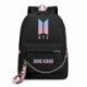 Fekete hátitáska - Színes BTS logóval - lánccal - KPOP - BTS - Bangtan Boys