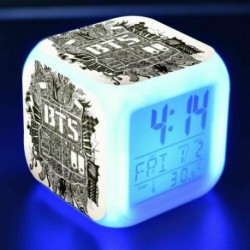 BTS logós - Színváltós LED ébresztőóra naptárral és hőmérővel - KPOP - BTS - Bangtan Boys - 8