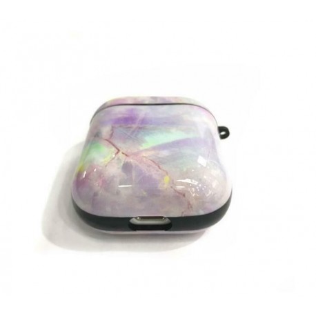 * 2 Lila - Fülhallgató tok Airpods tokhoz Luxus márvány kemény fejhallgató védőtáska