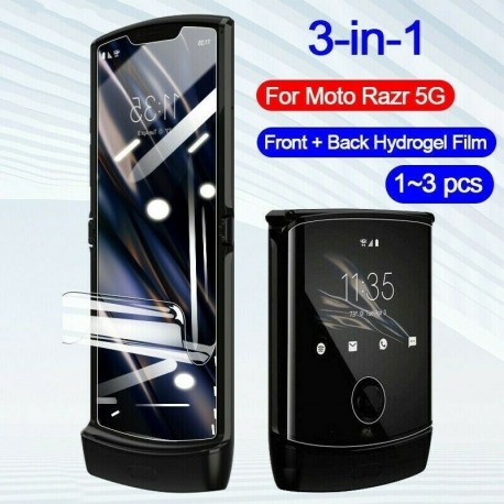 Nincs szín - 3 in1 védőfólia tiszta hidrogél képernyővédő fólia Motorola Moto Razr 5G készülékhez