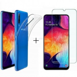 Nincs szín - Samsung Galaxy A70 Handy Schutz Hülle Silikon tok Tasche Cover 9H Hartglas