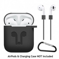 Fekete - 3in1 AirPods szilikon tok borító védőbőr Apple Airpod töltőtokhoz