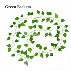 Zöld kosarak - 2M mesterséges borostyánlevél füzér zöld növény műanyag lombozat otthoni kerti dekoráció
