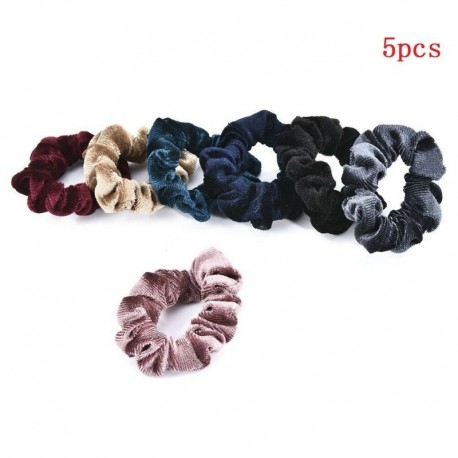 Vegyes szín - 5 db bársony rugalmas gumikötél nyakkendő Scrunchie lófarok tartó női kiegészítők