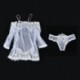 S - Női szexi fehér fehérnemű hálóing Hálóruhák Babydoll csipke ruha G-string ajándék
