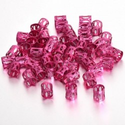 Rózsaszín - 50 db Dread Lock haj állítható hajfonat mandzsetta klip gyöngy cső gyűrű tartozék