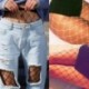 Fekete középső lyuk - Női fekete háló háló necc bodystocking harisnyanadrág harisnya harisnya zokni