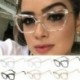 Szürke Tiszta - Cat Eye szemüvegkeret átlátszó lencsés női optikai myopia szemüvegkeret