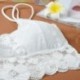 Fekete - Női vágott felső melltartó virágos mellény Bralet Camisole tartály felsők csipke Bralette Bustier