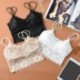 Fekete - Női csipke virágos termés felső melltartó mellény Bralet Camisole tartály felsők Bralette Bustier