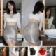 Sárgabarack - Női áttetsző mikroszoknya mini ruha fényes harisnyanadrág Bodycon hálóing
