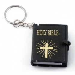 Fekete - Vallásos mini kis Szent Biblia könyv kulcstartó Jézus kereszt kulcstartók mikrofüggő
