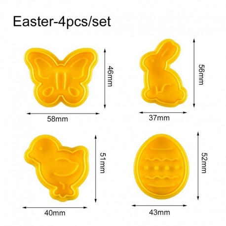 Húsvéti formák - 4db-os szett - Sütemény formázó - kiszúró forma - D verzió