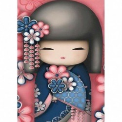 Nincs szín - Gyémántfestés Kokeshi baba teljes kerek strasszos kép 30x40cm (w527)