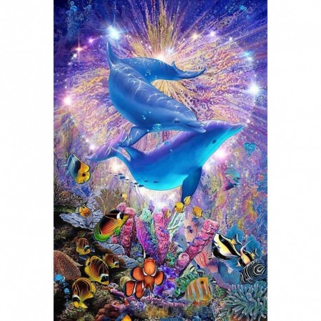 Nincs szín - Gyémántfestés Tenger alatti delfin barkács teljes körű fúró falikép 30x40cm